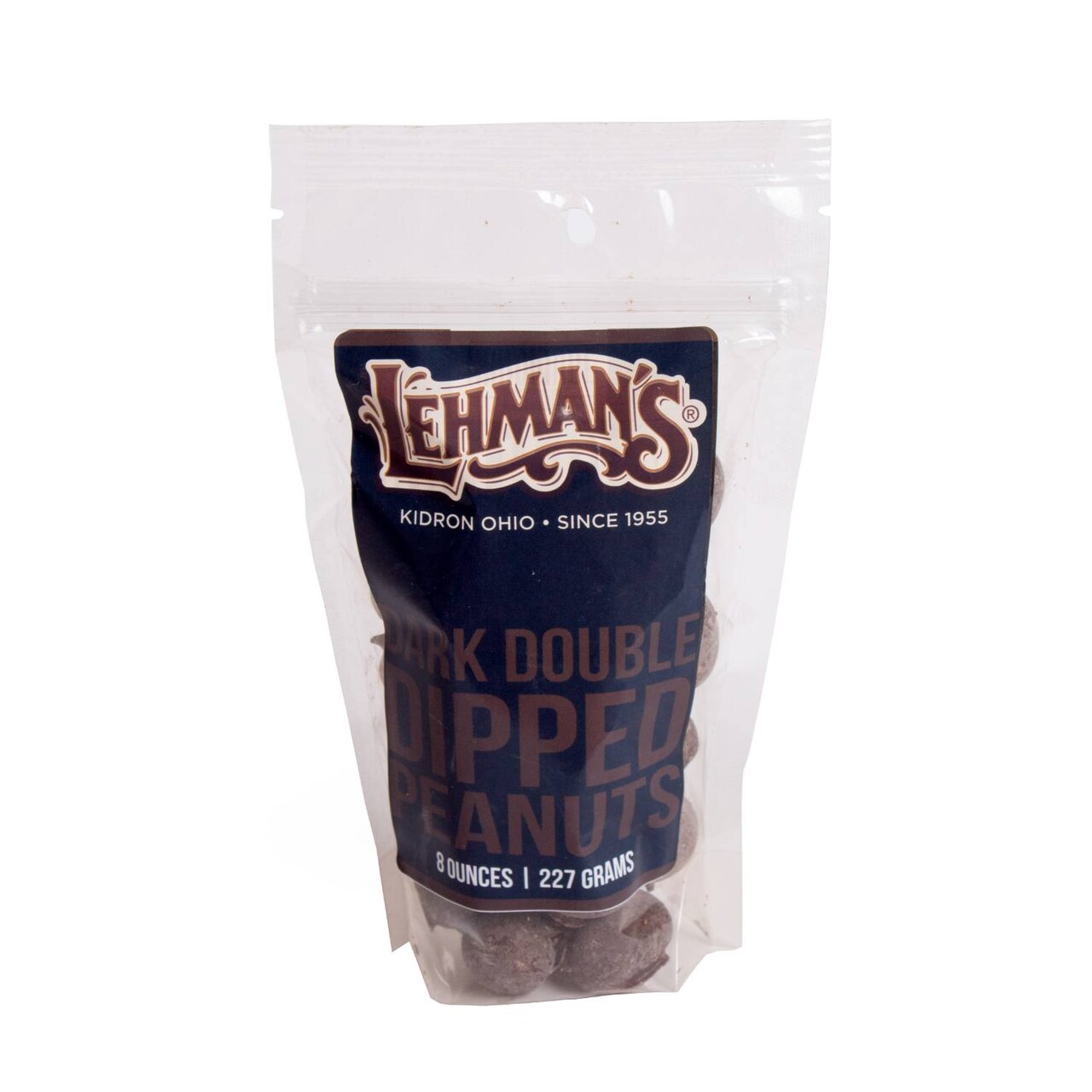 Lehman's Chocolate Covered Peanuts, Double Dipped Nuts in Chocolate Candy, 8 oz Resealable Bag